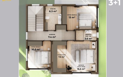 4+1 Detached Villas for Sale in Tuzla, Famagusta – Roof Terrace, Installment Plan, Delivery Dec 2027